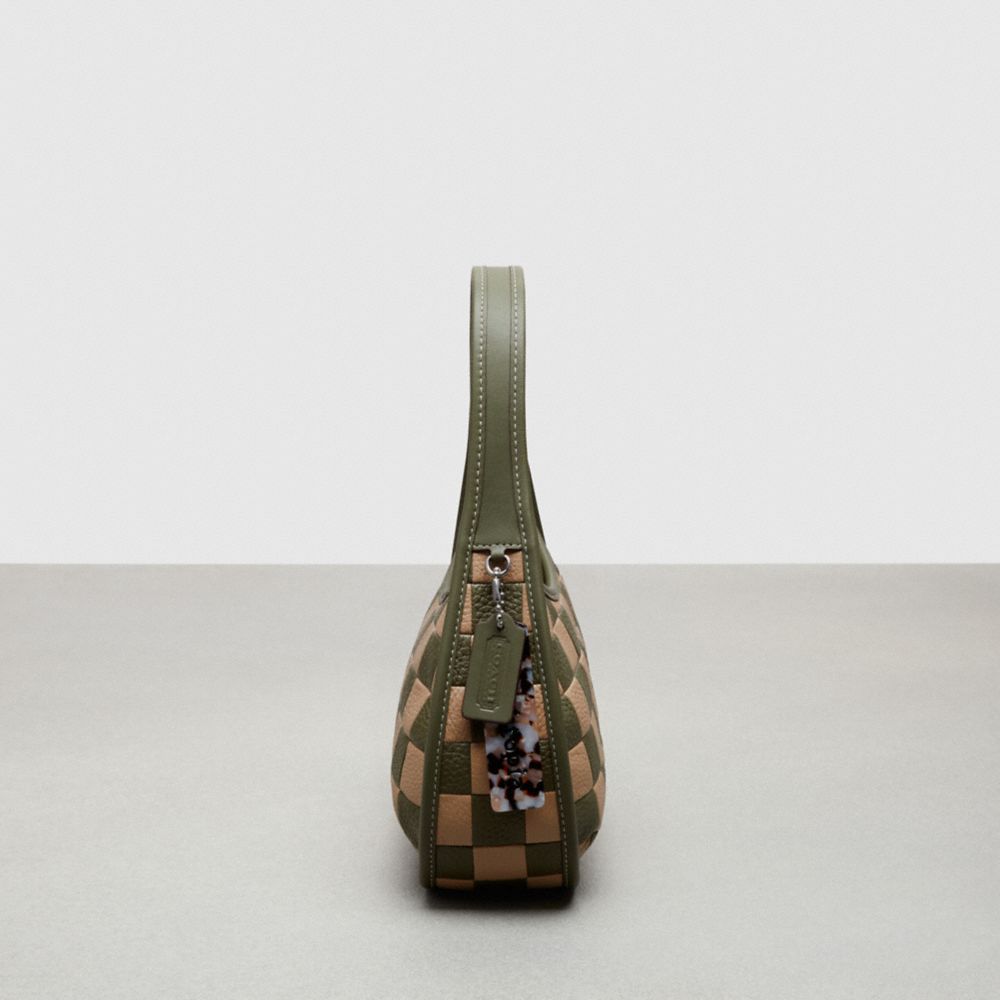 Coach Ergo Bag In Checkerboard Upcrafted Leather Army Green Sandy Beige