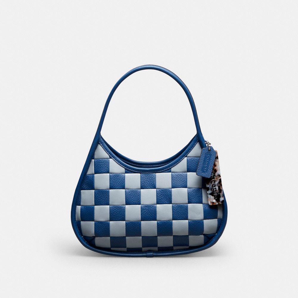 Coach Ergo Bag In Checkerboard Upcrafted Leather Grey Blue Blue