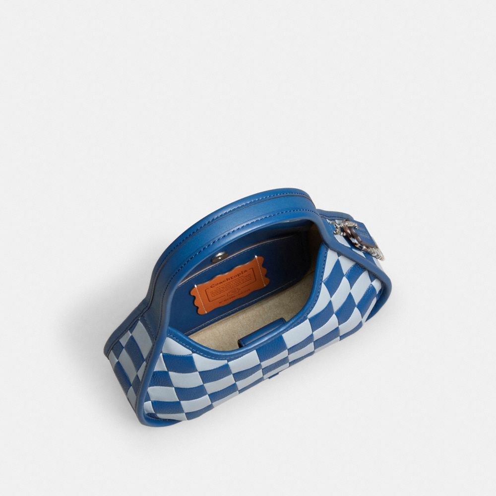 Coach Ergo Bag In Checkerboard Upcrafted Leather Grey Blue Blue