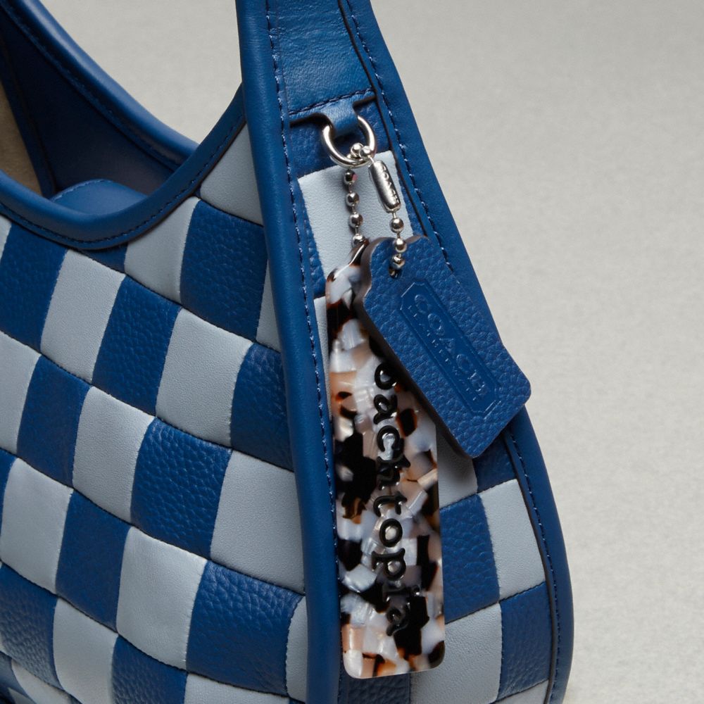 Coach Ergo Bag In Checkerboard Upcrafted Leather Grey Blue Blue