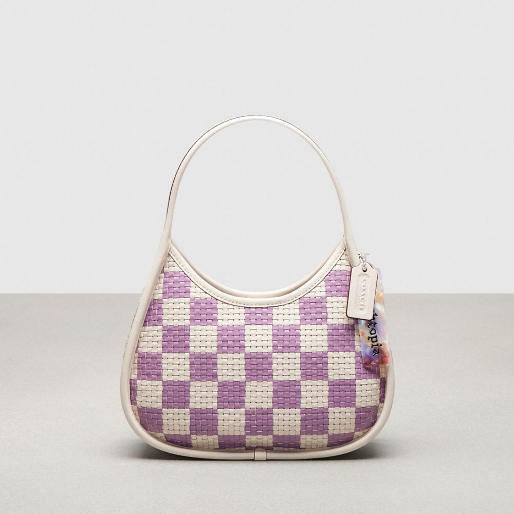 Coach Ergo Bag With Woven Checkerboard In Repurposed Leather Chalk Violet Orchid