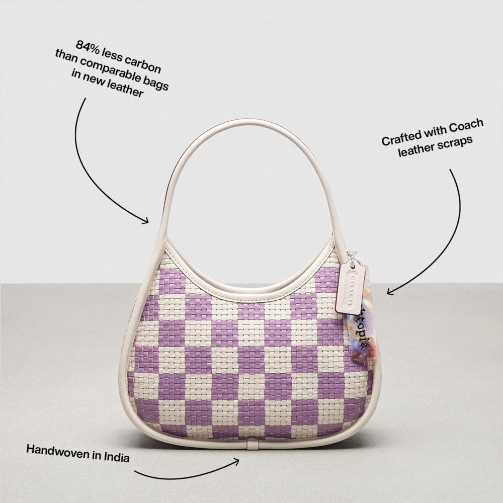 Coach Ergo Bag With Woven Checkerboard In Repurposed Leather Chalk Violet Orchid