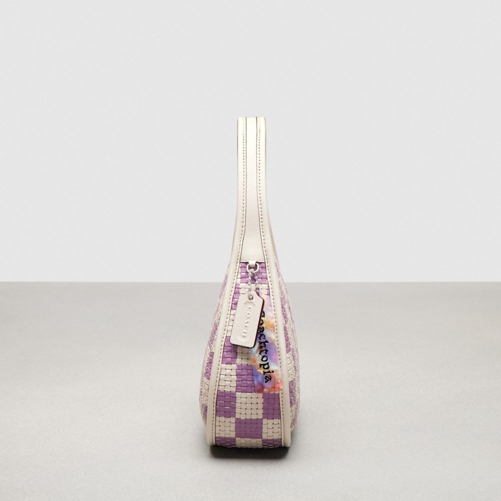 Coach Ergo Bag With Woven Checkerboard In Repurposed Leather Chalk Violet Orchid