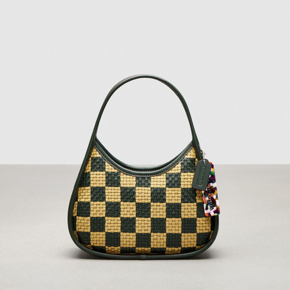 Coach Ergo Bag With Woven Checkerboard In Repurposed Leather Dark Fern Sunflower