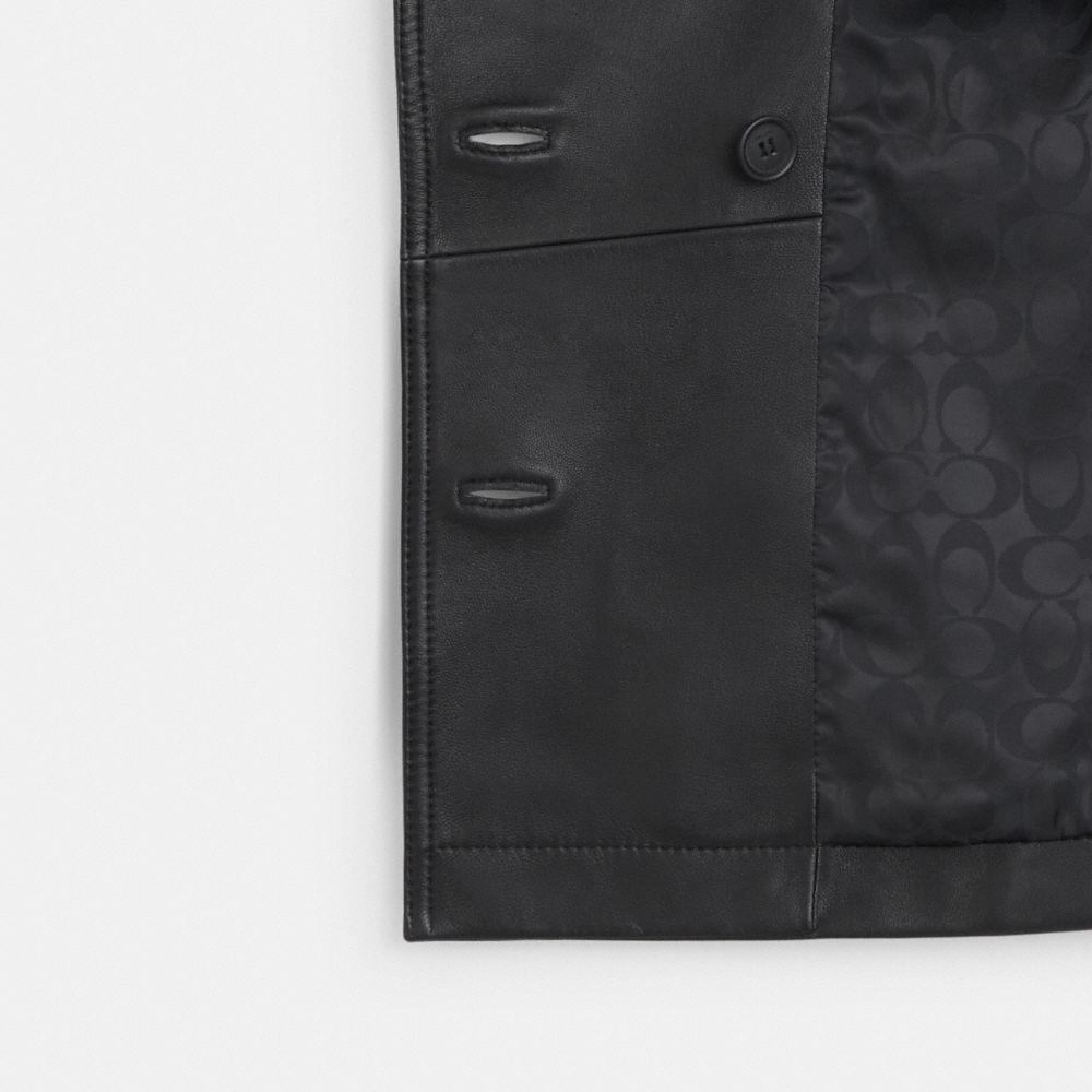 Coach Mini Leather Trench Coat Black