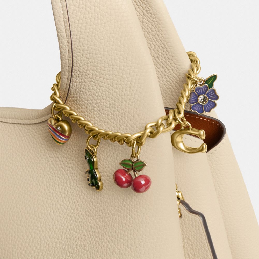Coach Motif Chain Bag Charm Brass Multi