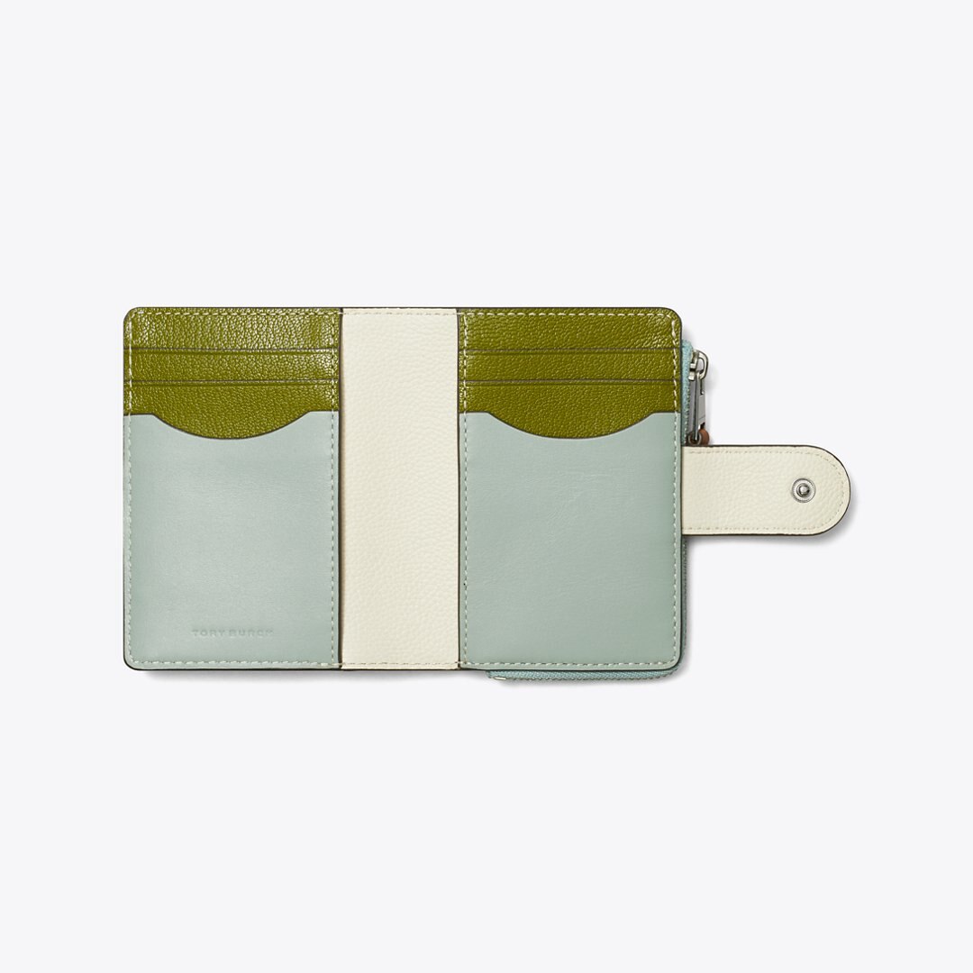 Tory Burch Colorblock Pea Pod Bi-Fold Wallet Blue Celadon