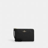 Coach Corner Zip Wristlet Gold Black