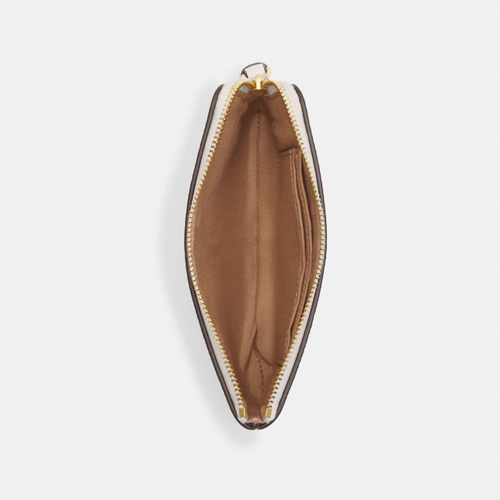 Coach Corner Zip Wristlet Gold Chalk