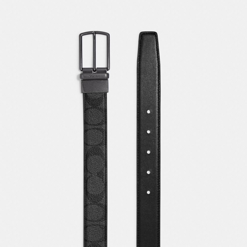 Coach Harness Buckle Cut To Size Reversible Belt, 30 Mm Charcoal Black