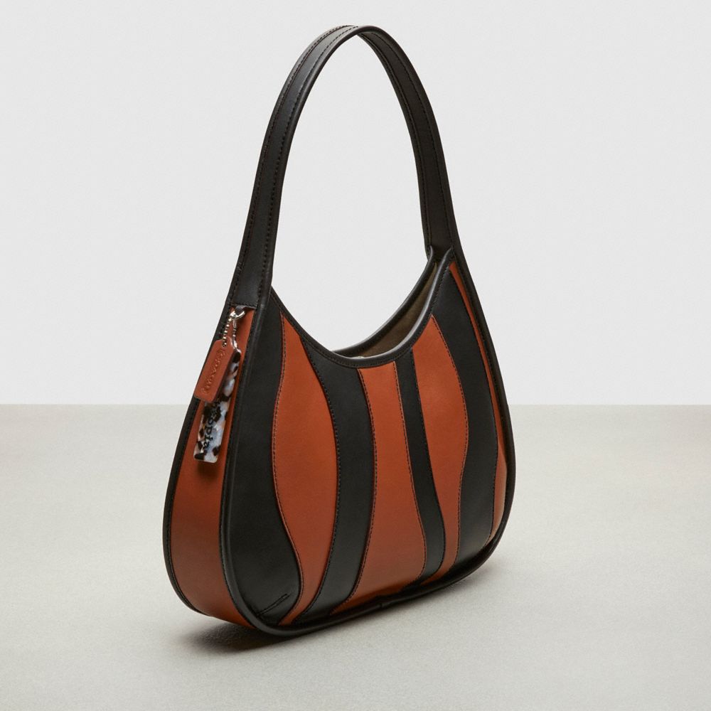 Coach Ergo Bag With Wavy Stripe In Upcrafted Leather Black Saddle