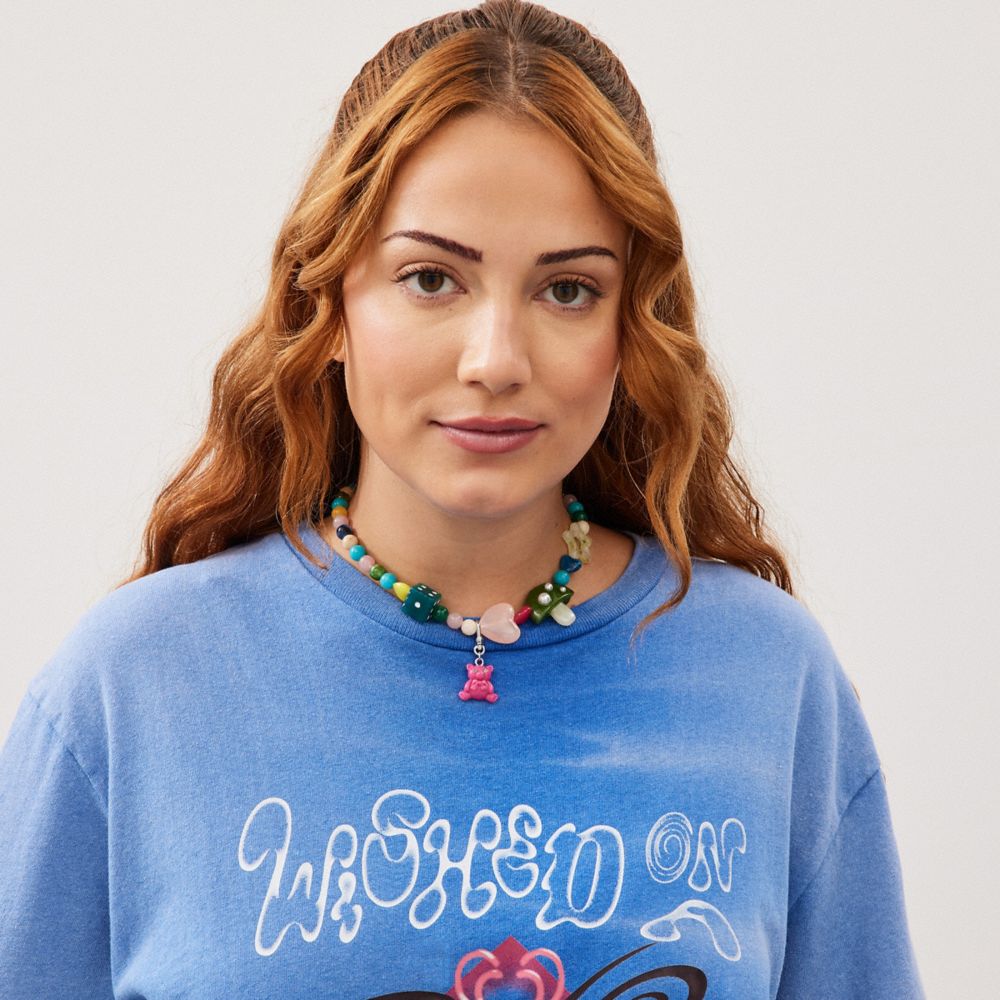 Coach Charm Necklace In Recycled Materials Metal Multi.