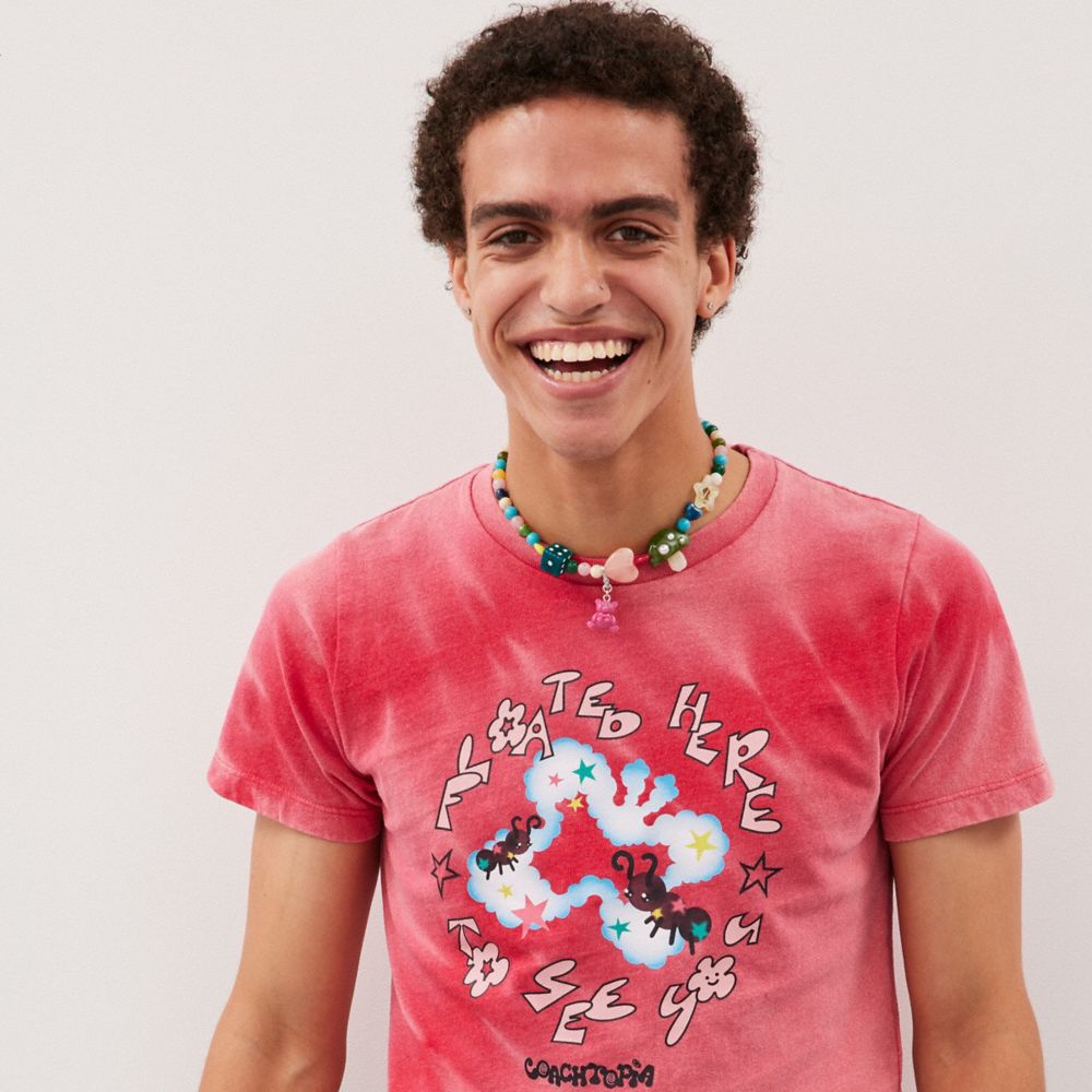 Coach Charm Necklace In Recycled Materials Metal Multi.