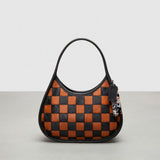 Coach Ergo Bag In Checkerboard Upcrafted Leather With Zig Zag Stitch Burnished Amber Black
