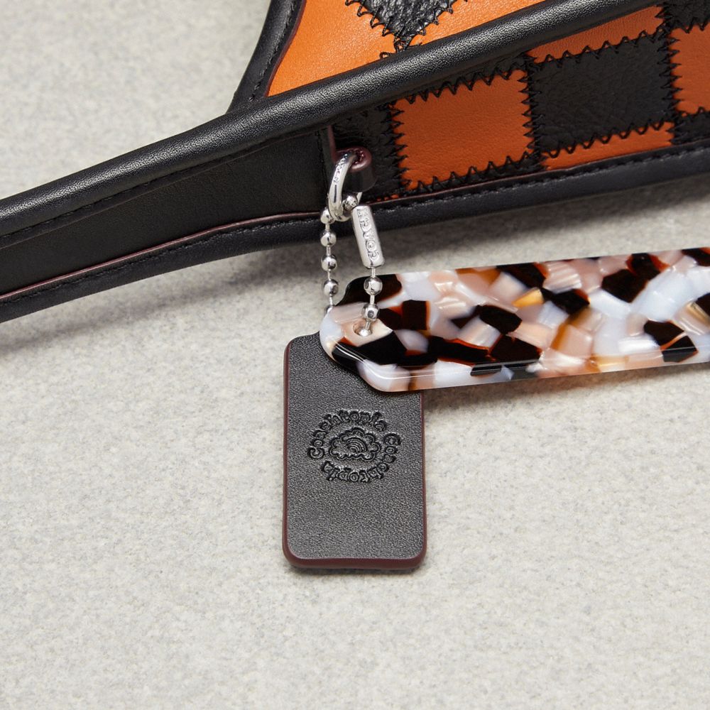 Coach Ergo Bag In Checkerboard Upcrafted Leather With Zig Zag Stitch Burnished Amber Black