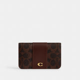 Coach Essential Slim Card Case In Signature Canvas Brass Maple