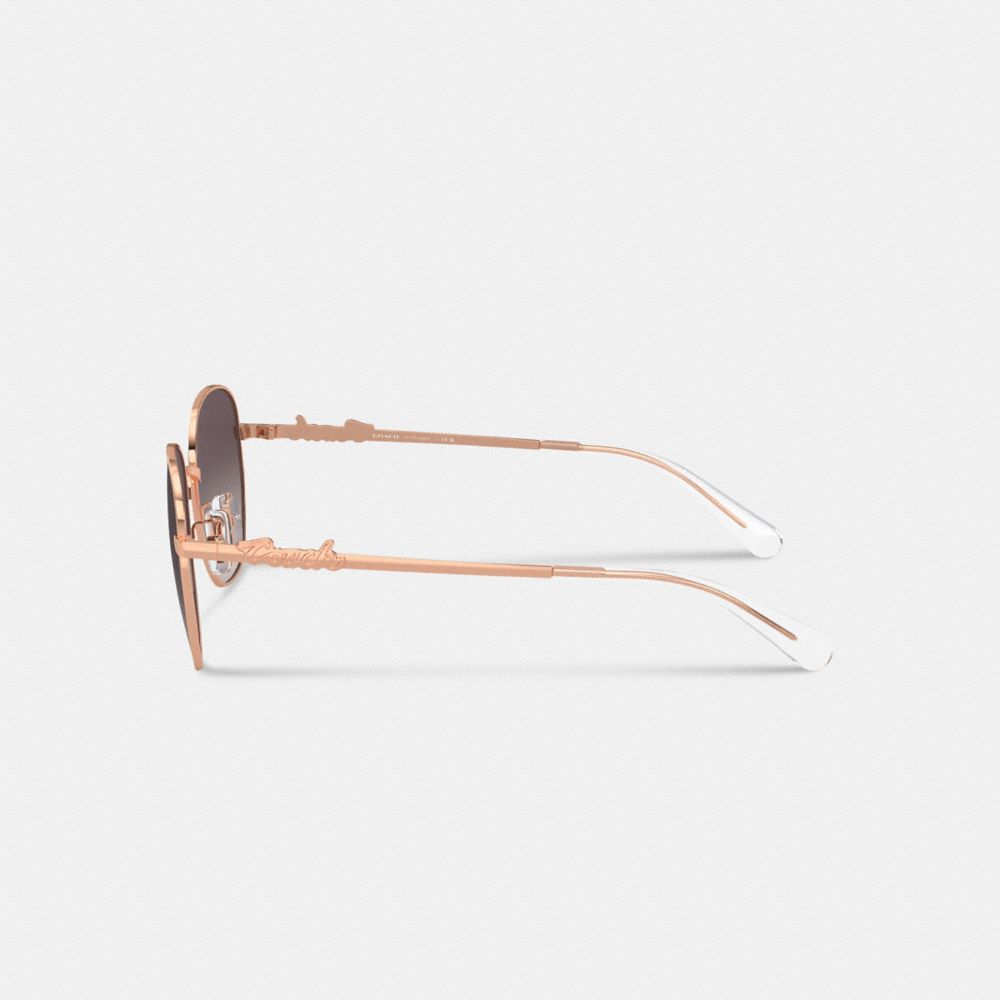 Coach Coach Script Round Sunglasses Rose Gold Black
