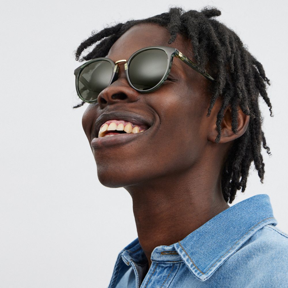 Coach Hangtag Round Sunglasses Tokyo Tortoise