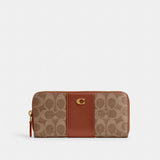 Coach Essential Slim Accordion Zip Wallet In Signature Canvas Brass Tan Caramel