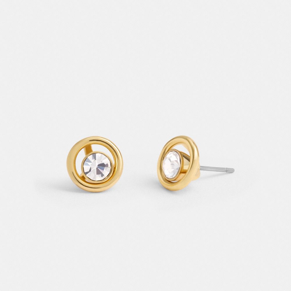 Coach Halo Round Stud Earrings Gold