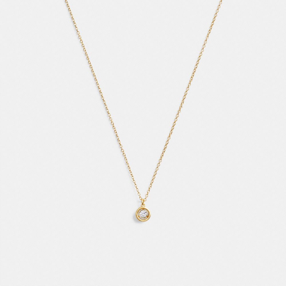 Coach Halo Round Pendant Necklace Gold