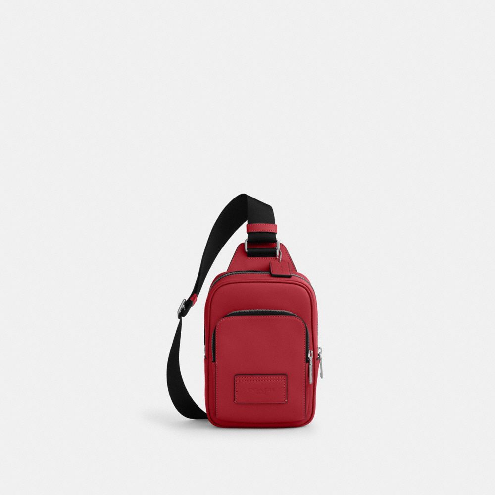 Coach Racer Sling Pack Silver True Red