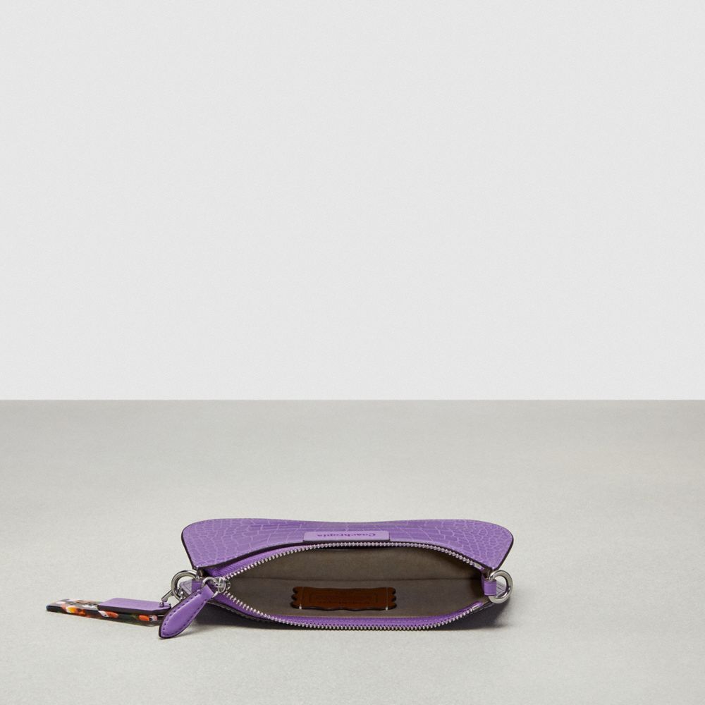 Coach Small Wavy Shoulder Bag In Croc Embossed Coachtopia Leather Iris