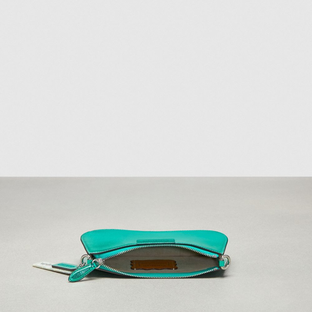 Coach Small Wavy Shoulder Bag In Metallic Coachtopia Leather Green Metallic