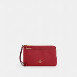 Coach Double Zip Wallet Gold True Red