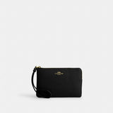 Coach Corner Zip Wristlet Gold Black