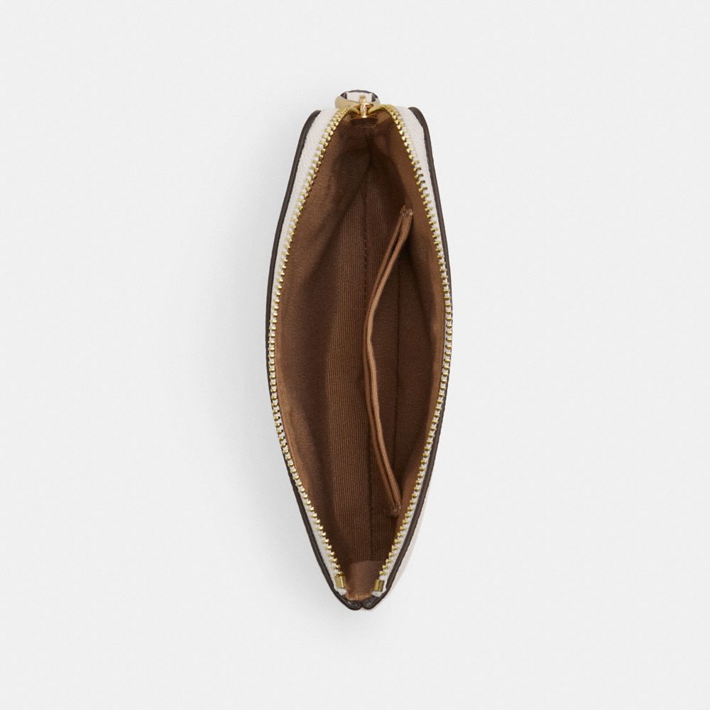 Coach Corner Zip Wristlet Gold Chalk