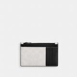 Coach Zip Card Case In Signature Canvas Chalk & Black