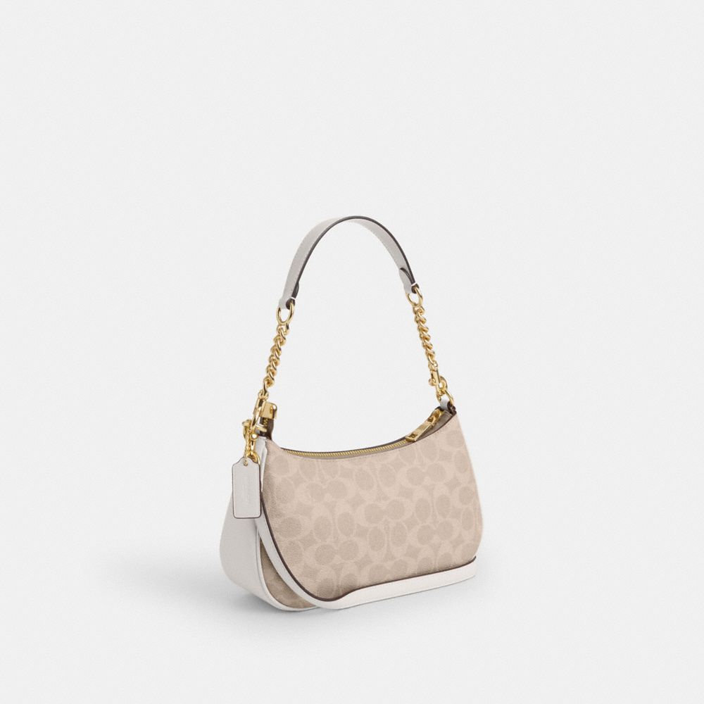 Coach Teri Shoulder Bag In Signature Canvas Gold Sand Chalk