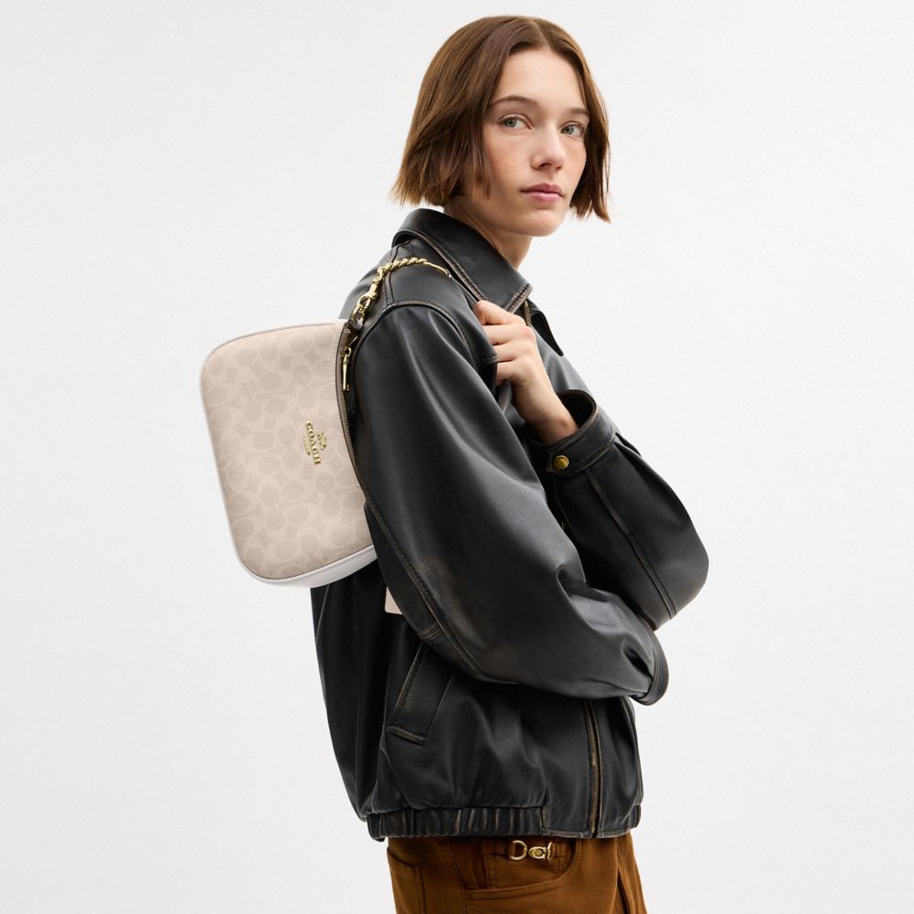 Coach Teri Shoulder Bag In Signature Canvas Gold Sand Chalk
