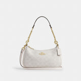 Coach Teri Shoulder Bag In Signature Canvas Gold White Chalk