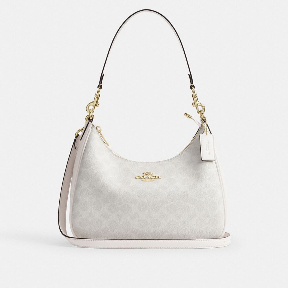 Coach Teri Hobo Bag In Signature Canvas Gold White Chalk