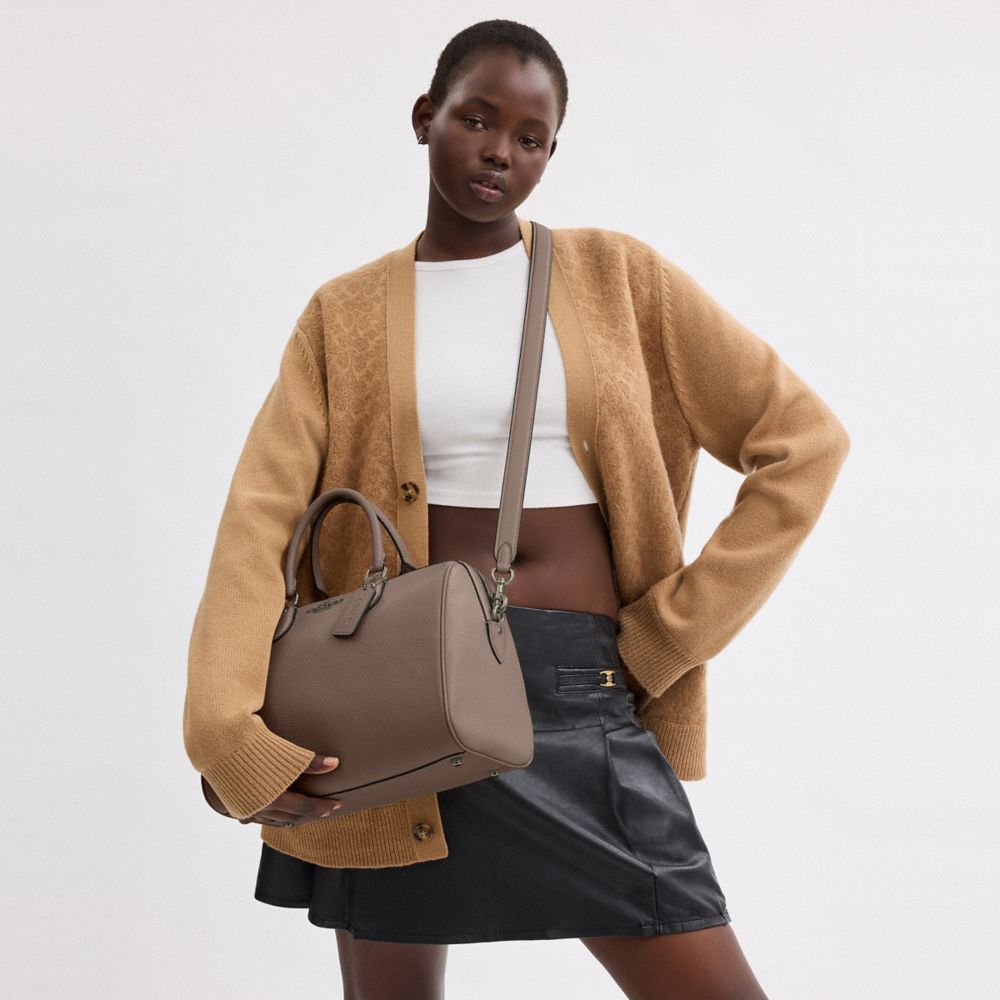 Coach Rowan Large Satchel Bag Gunmetal Dark Stone