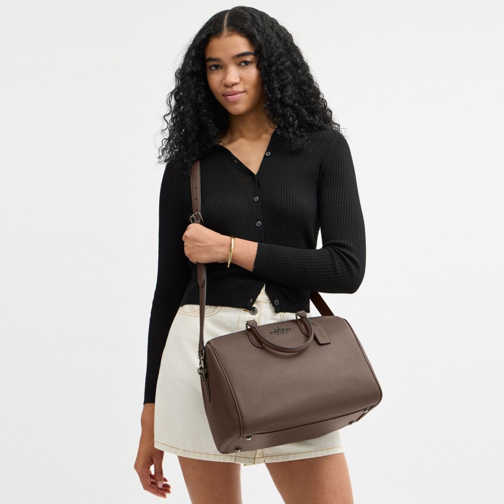 Coach Rowan Large Satchel Bag Gunmetal Dark Stone