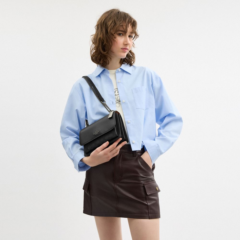 Coach Klare Crossbody Bag In Signature Canvas Gunmetal Charcoal Black