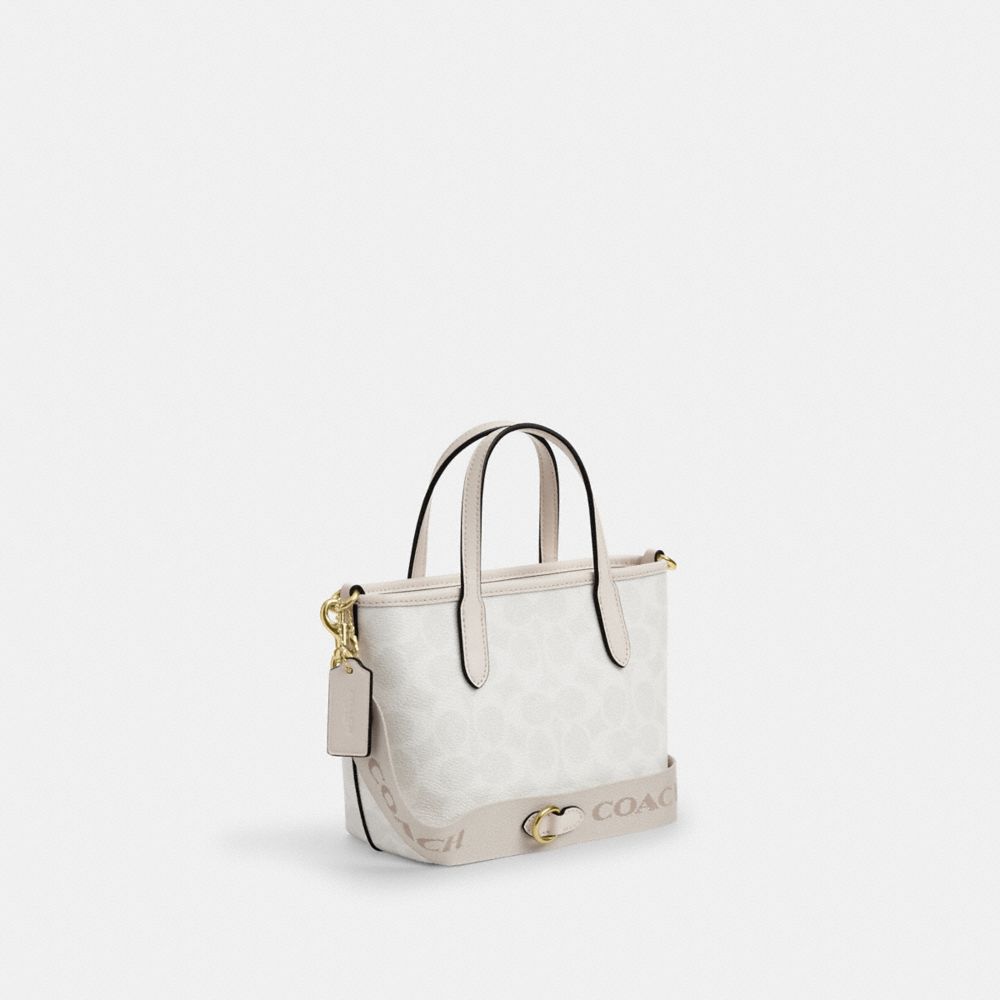 Coach City Mini Tote Bag In Signature Canvas Gold White Chalk