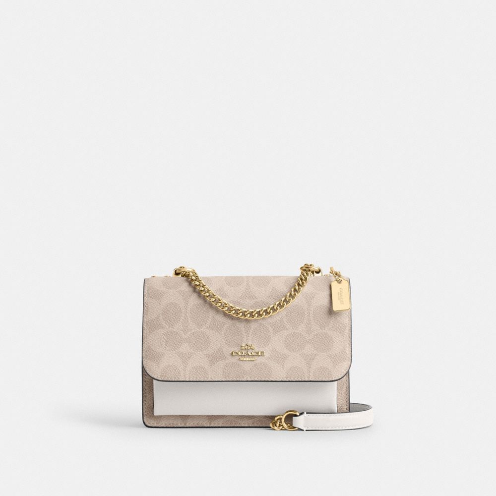 Coach Mini Klare Crossbody Bag In Signature Canvas Gold Sand Chalk