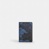 Coach Id Wallet In Signature Camo Print Blue Multi