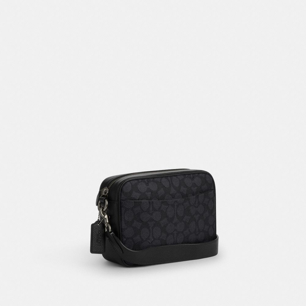 Coach Warner Crossbody Bag In Signature Canvas Gunmetal Charcoal Black