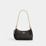 Coach Teri Mini Crossbody Bag In Signature Canvas Gold Walnut Black