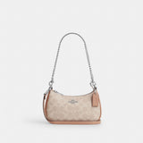 Coach Teri Mini Crossbody Bag In Signature Canvas Silver Sand Taupe