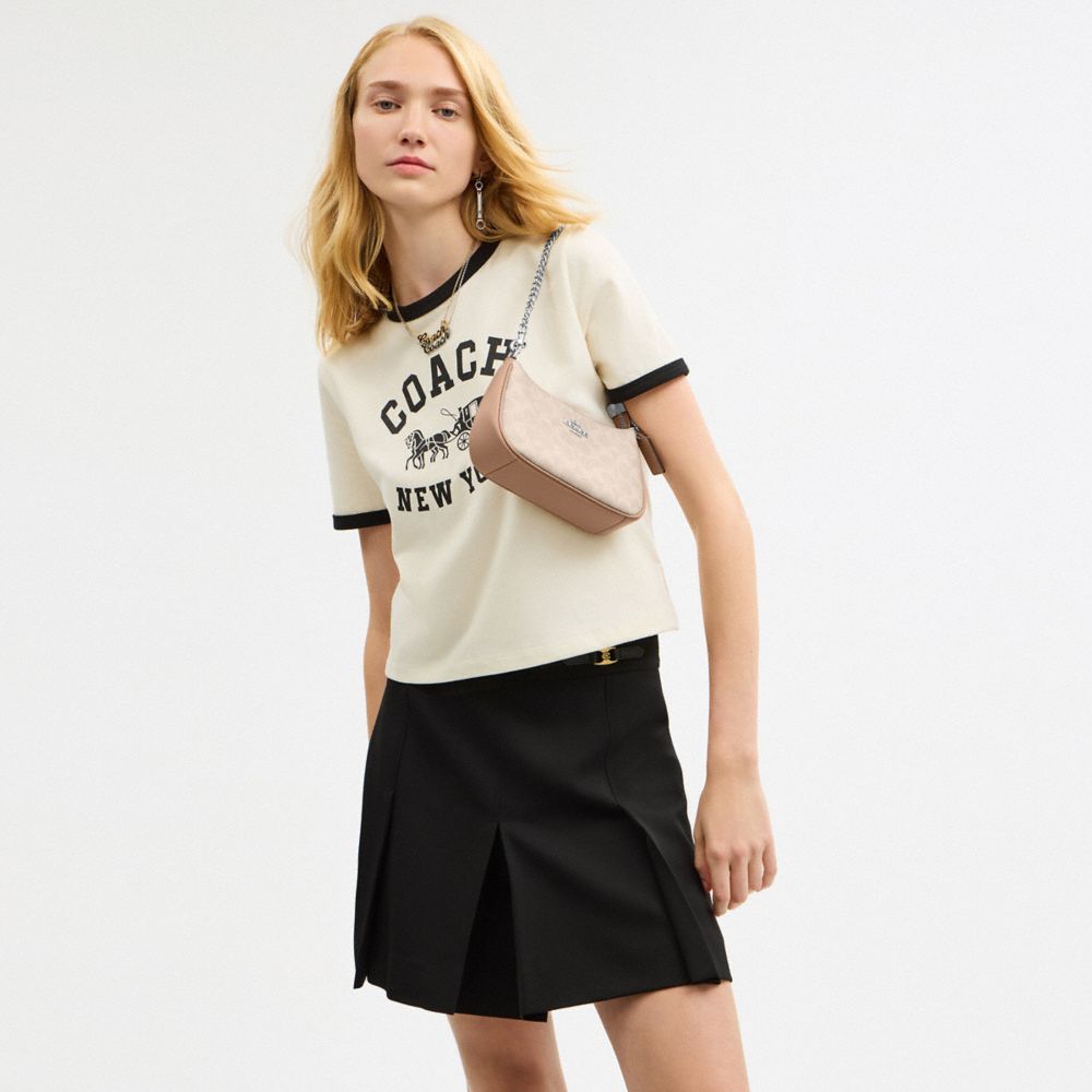 Coach Teri Mini Crossbody Bag In Signature Canvas Silver Sand Taupe