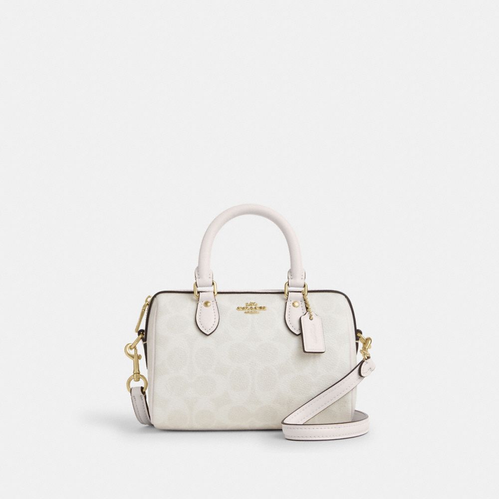 Coach Mini Rowan Crossbody Bag In Signature Canvas Gold White Chalk