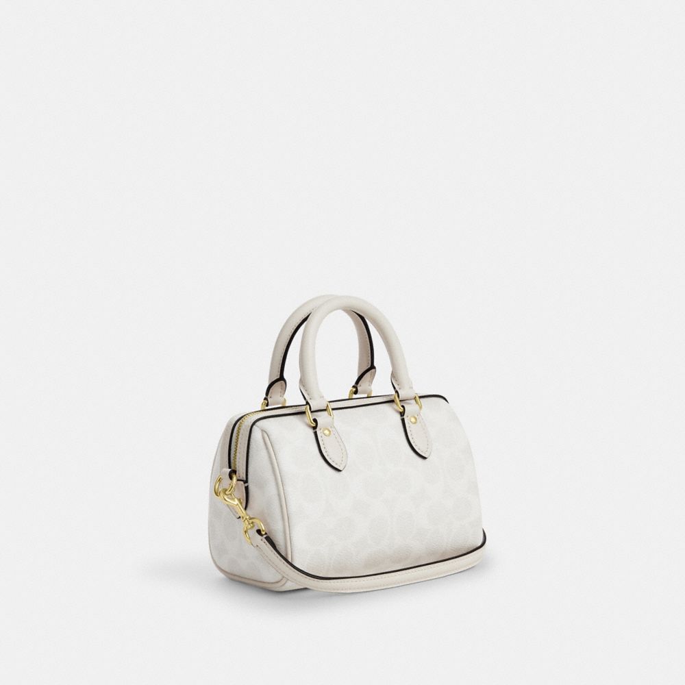 Coach Mini Rowan Crossbody Bag In Signature Canvas Gold White Chalk