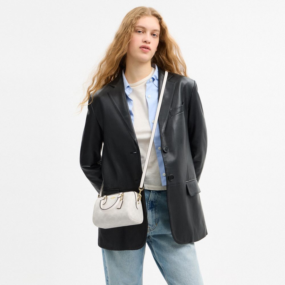 Coach Mini Rowan Crossbody Bag In Signature Canvas Gold White Chalk