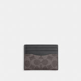 Coach Slim Id Card Case In Signature Canvas Grey Charcoal